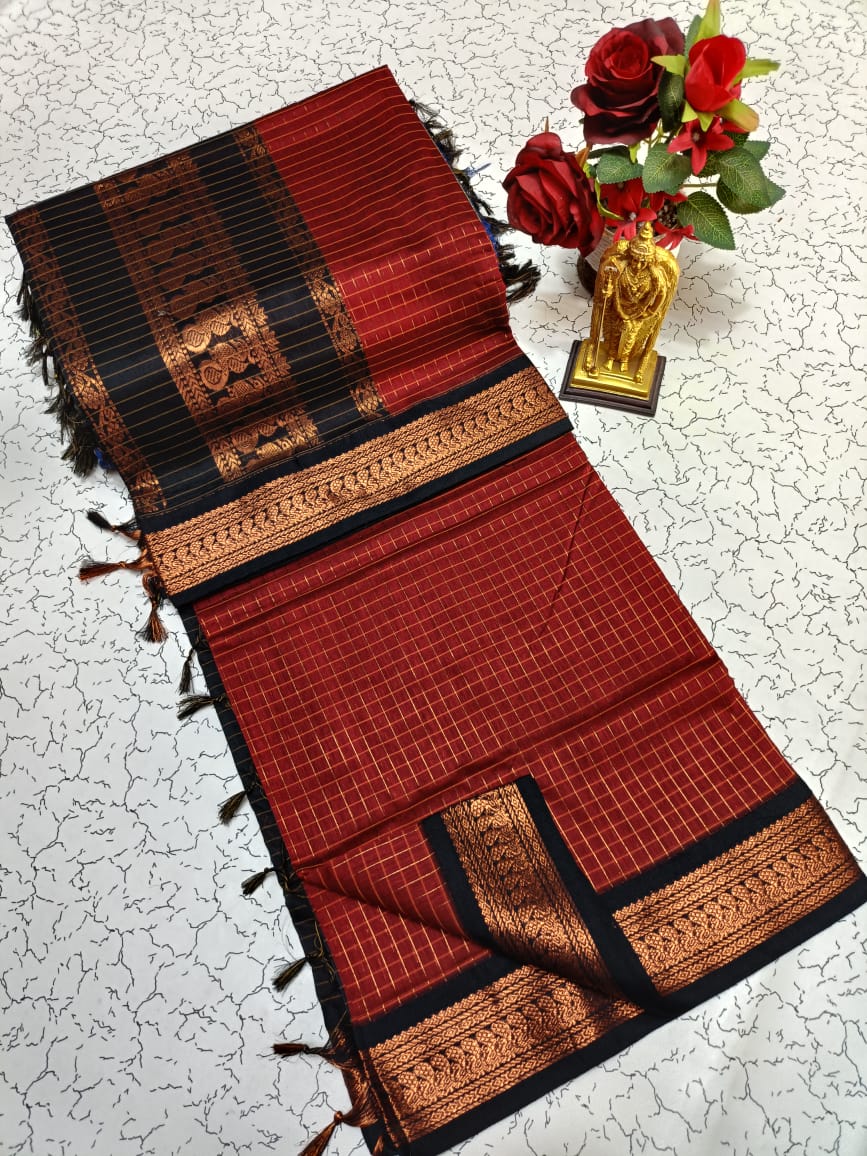 Checked Kalyani Cotton Saree