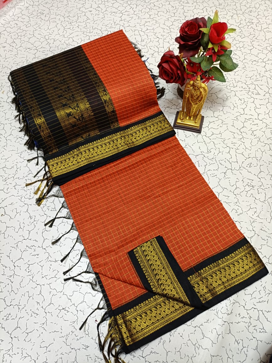 Checked Kalyani Cotton Saree