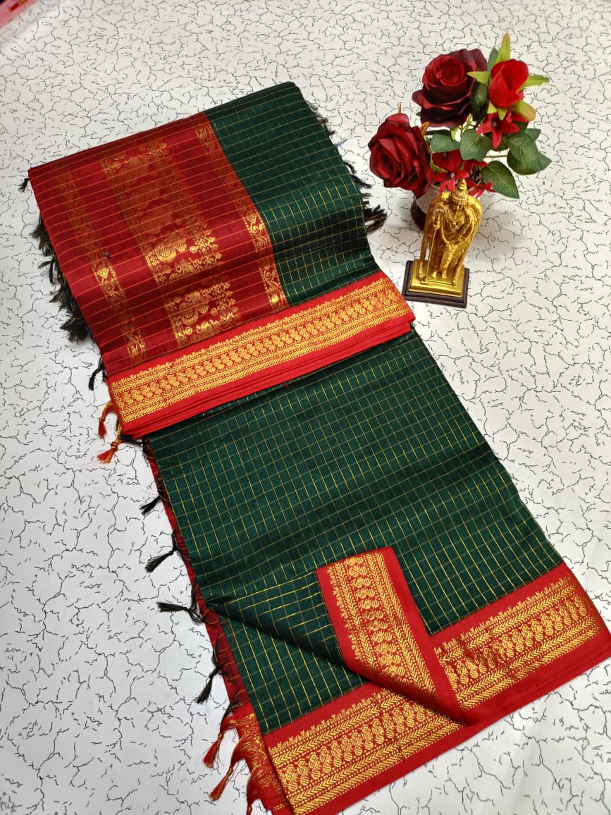 Checked Kalyani Cotton Saree
