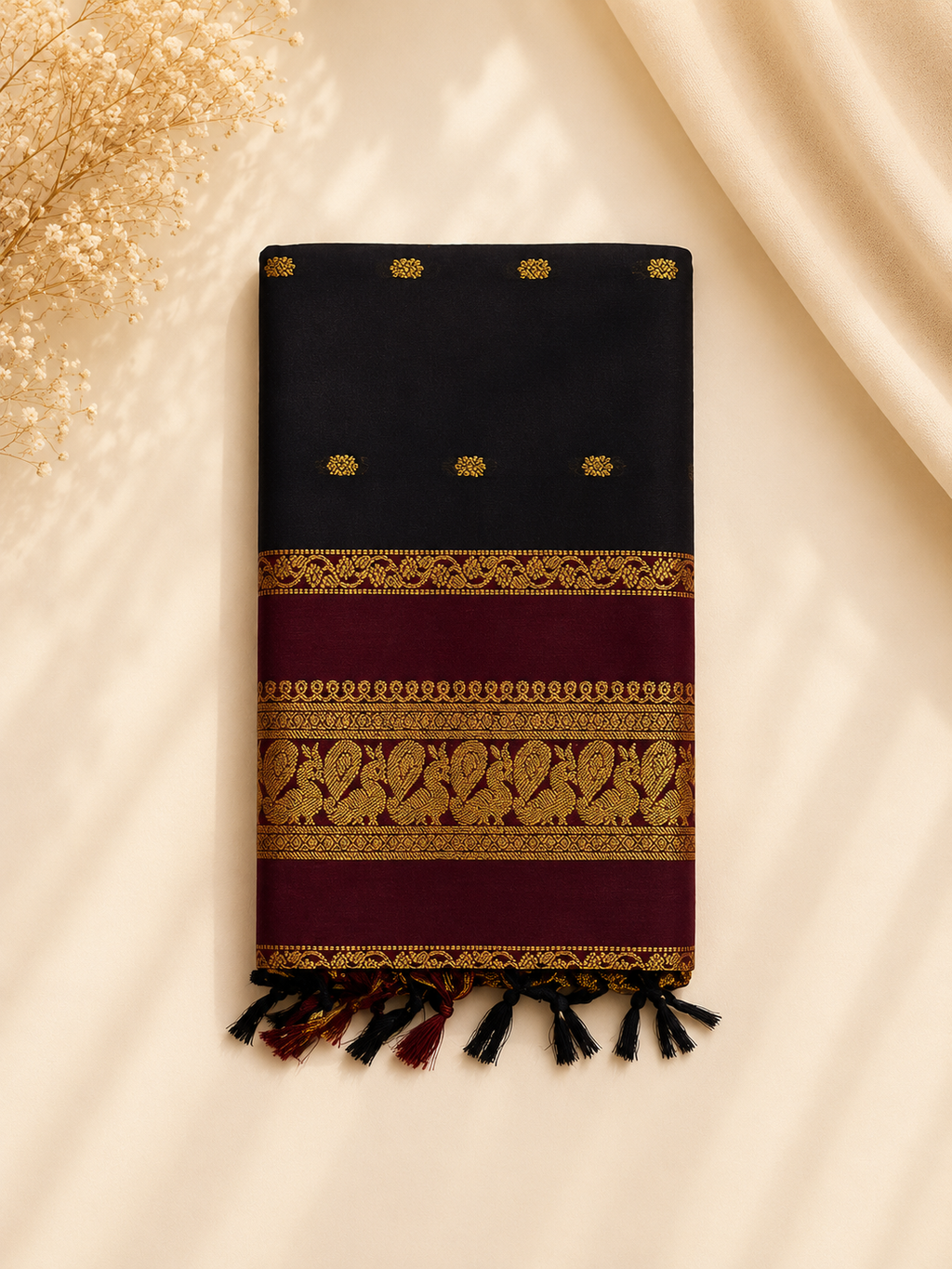 Traditional Kalyani – Black & Maroon