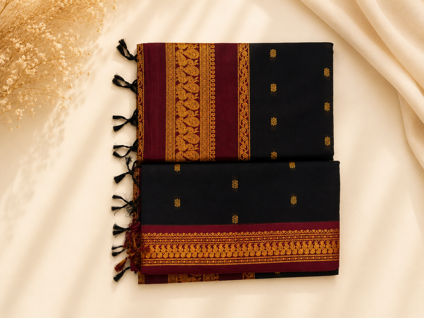 Traditional Kalyani – Black & Maroon