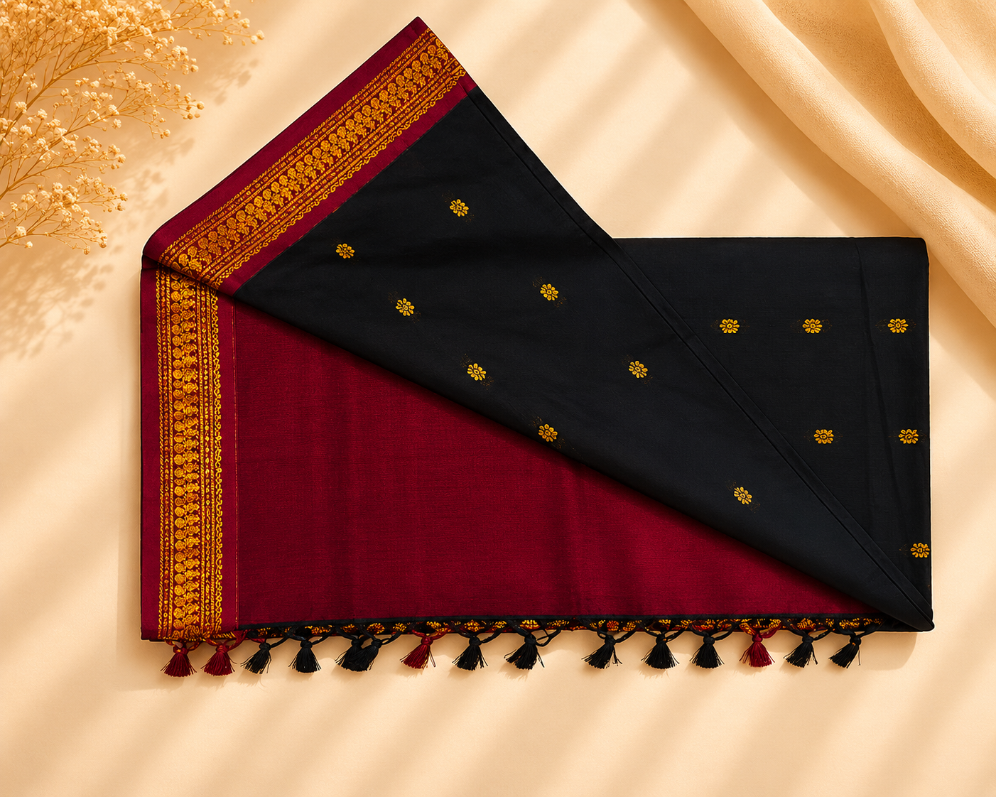 Traditional Kalyani – Black & Maroon