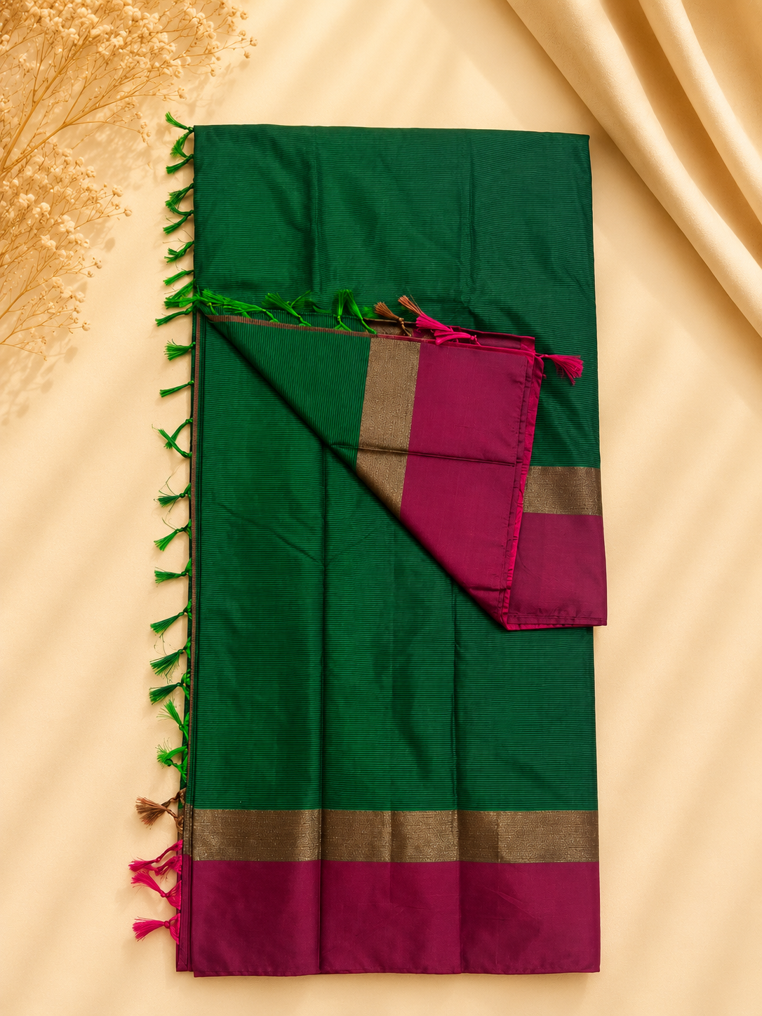Soft Silk Saree-Green Raga