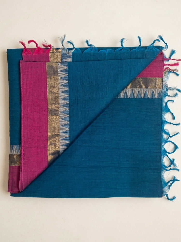 Pure Cotton Saree-Blue