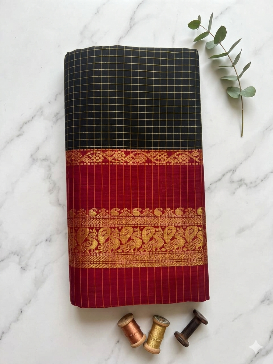 Checked Kalyani Cotton Saree