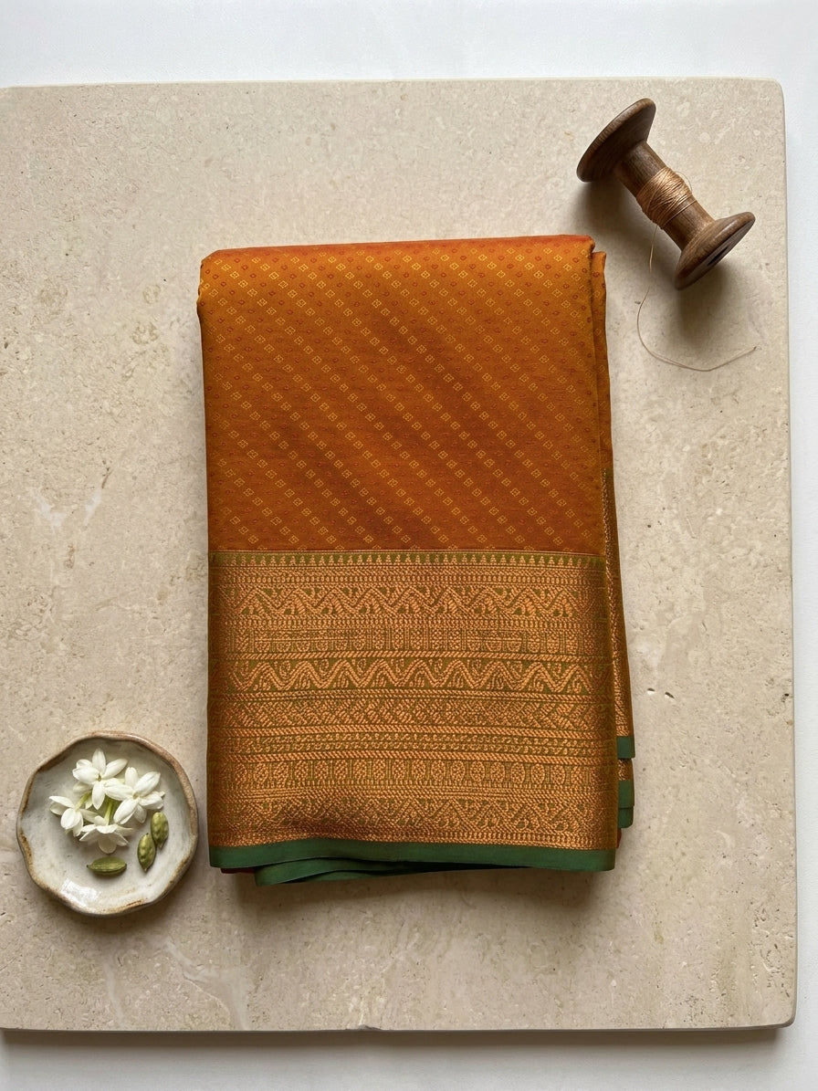 Semi Silk Saree-Yellow saaga