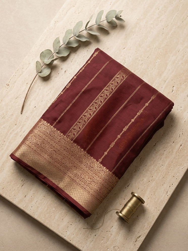 Semi Mysore Silk Saree -Banarasi Inspired