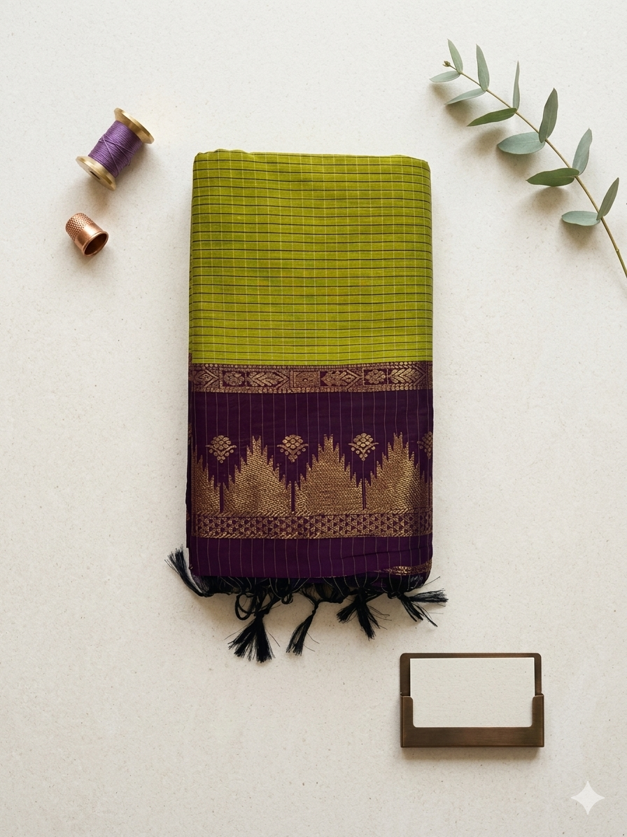 Checked Kalyani Cotton Saree