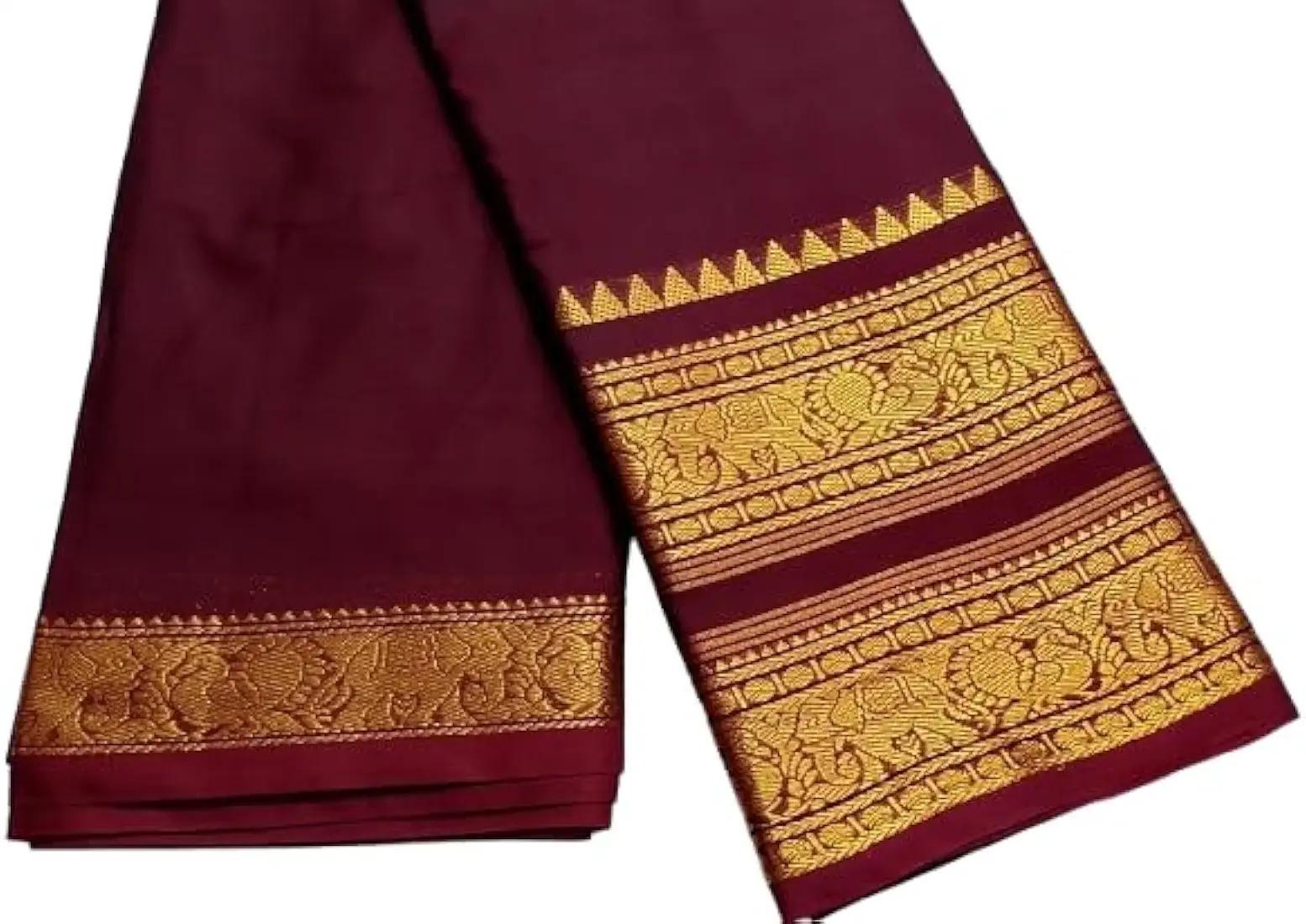 Maroon Pure Kanchi Cotton Sraee