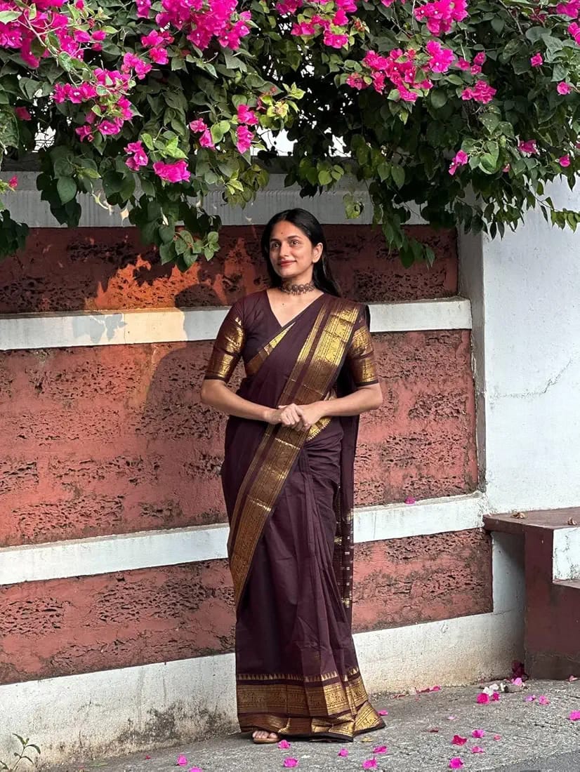 Coffee Brown-Kanchi Cotton Saree