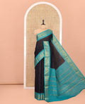 Sungudi Saree -Black and Turquoise Blue