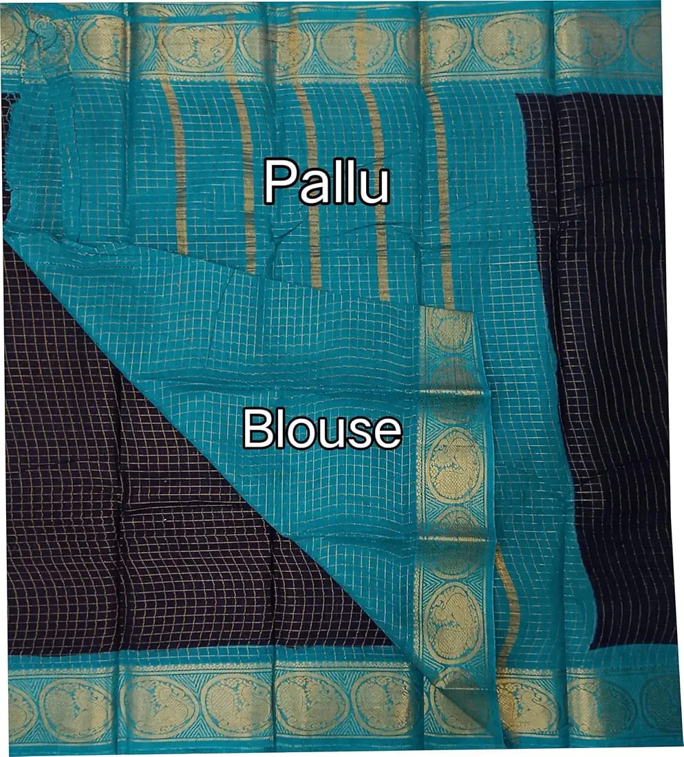 Sungudi Saree -Black and Turquoise Blue