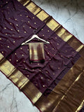 Soft Semi Kattan Silk Saree- Coffee Brown