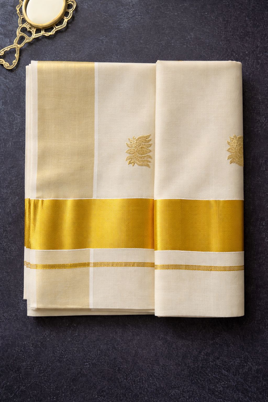 Kerala Set Saree-Lotus Print