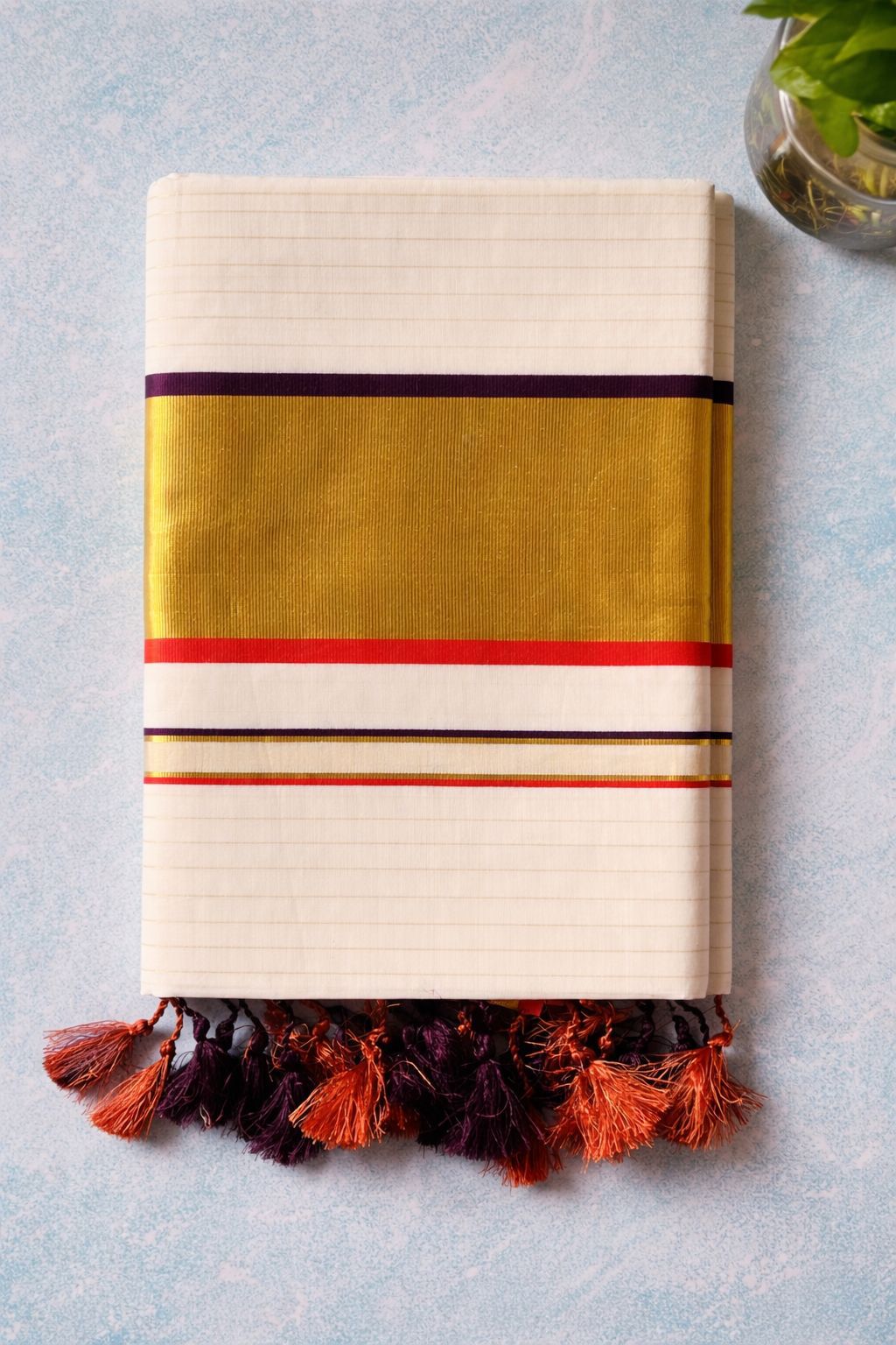 Micro Checked Red and Black Kara Set Saree