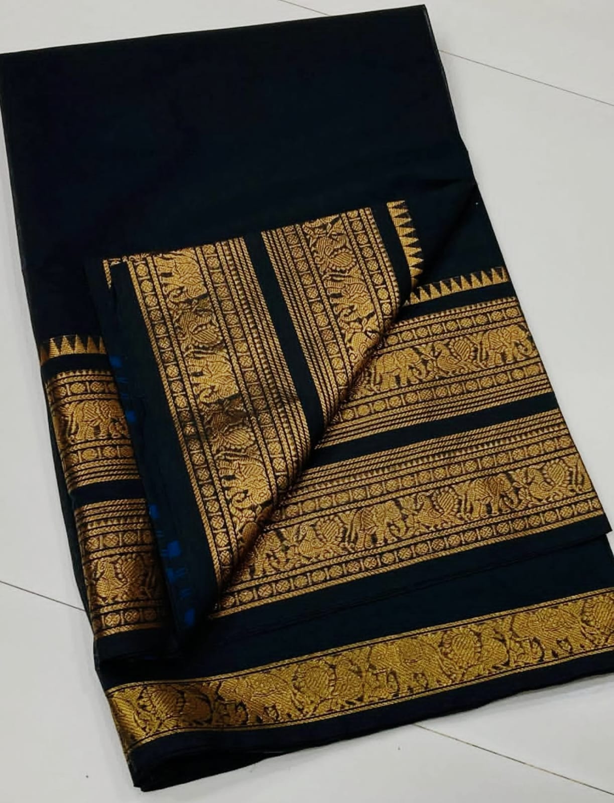 Kanchi Cotton Saree -Black