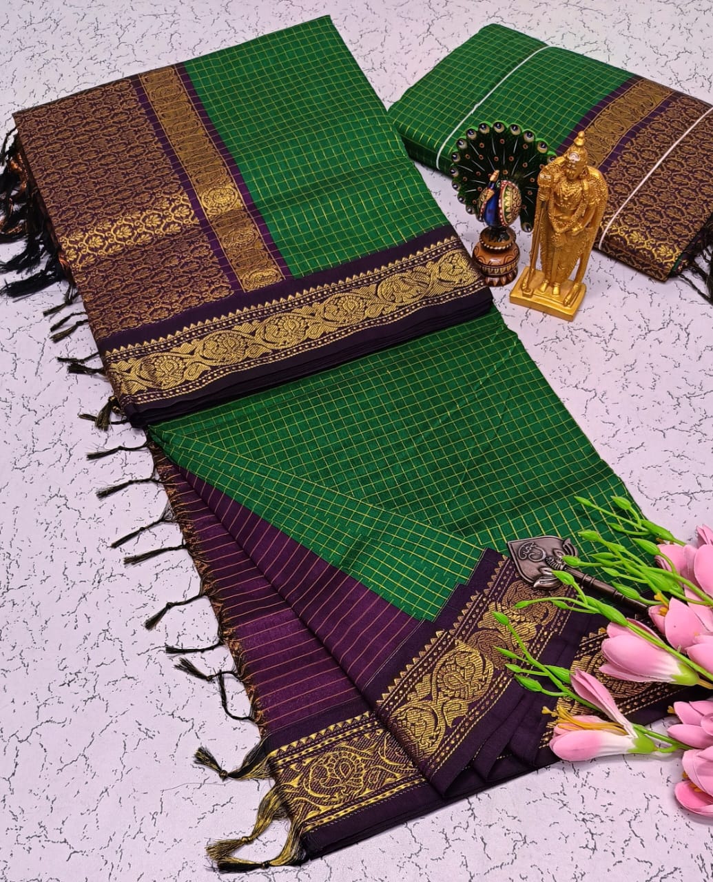 Checked Kalyani Cotton Saree