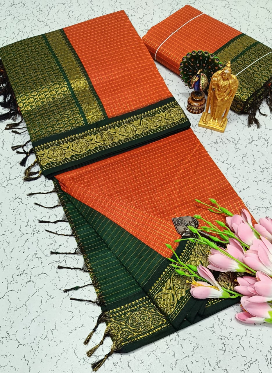 Checked Kalyani Cotton Saree
