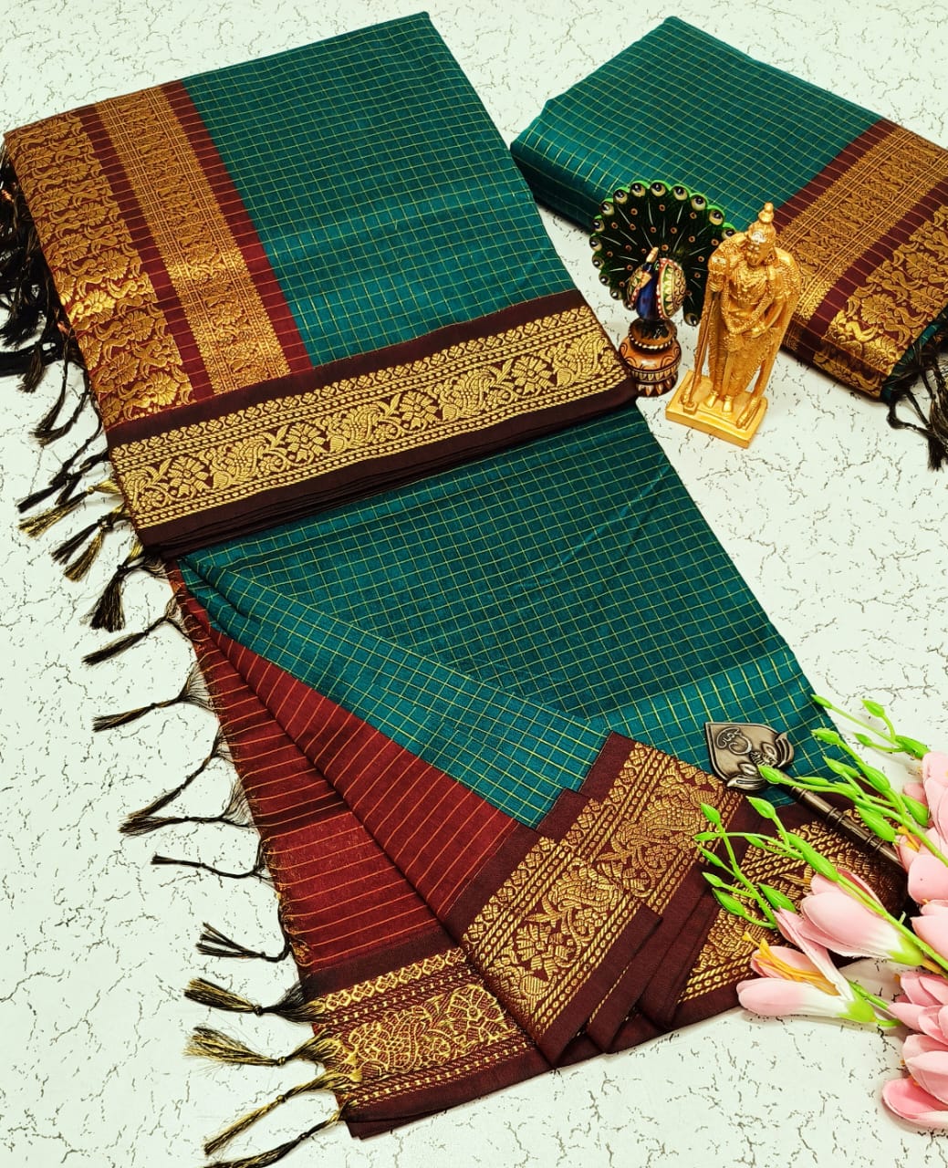 Checked Kalyani Cotton Saree