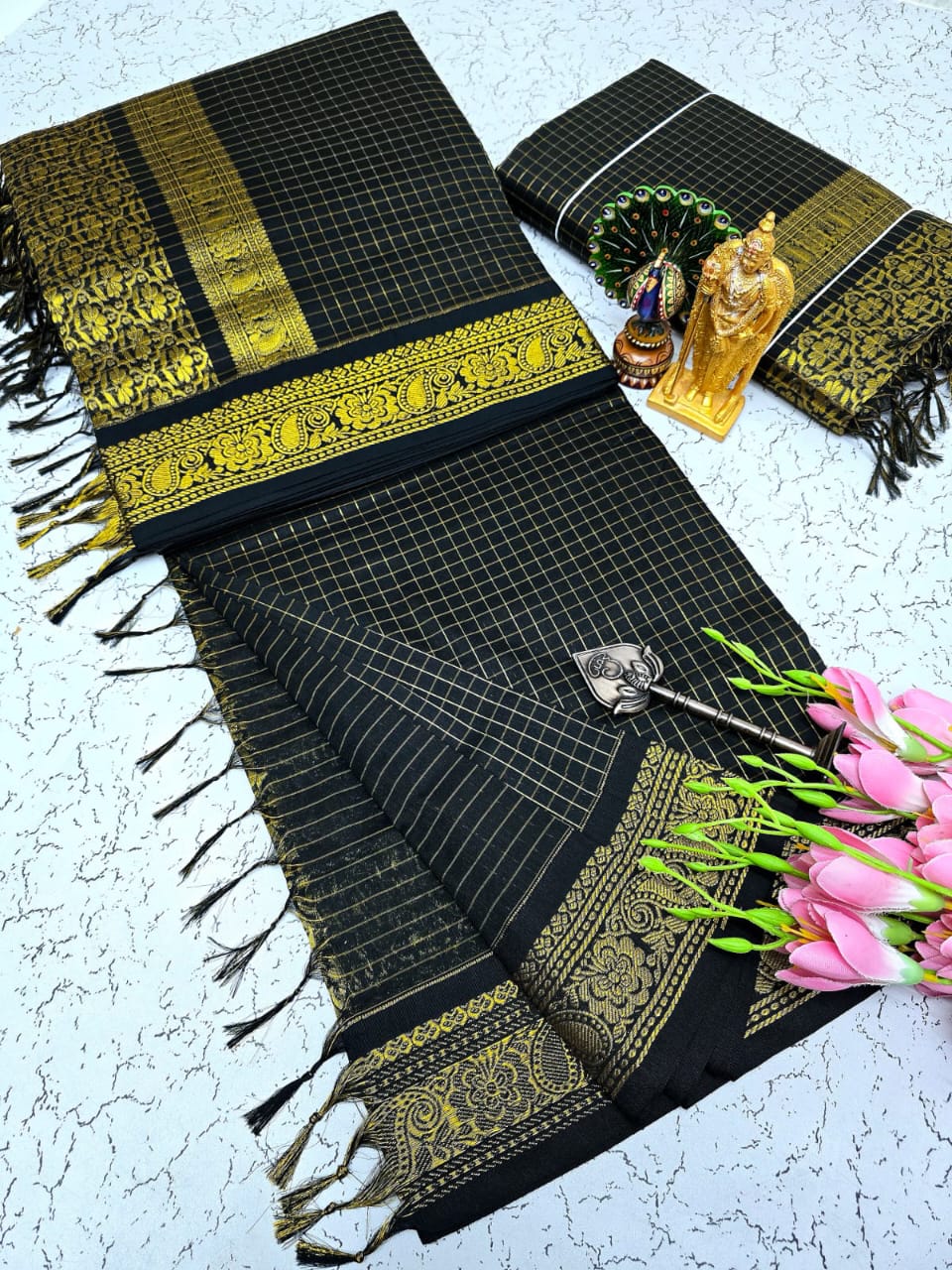 Checked Kalyani Cotton Saree