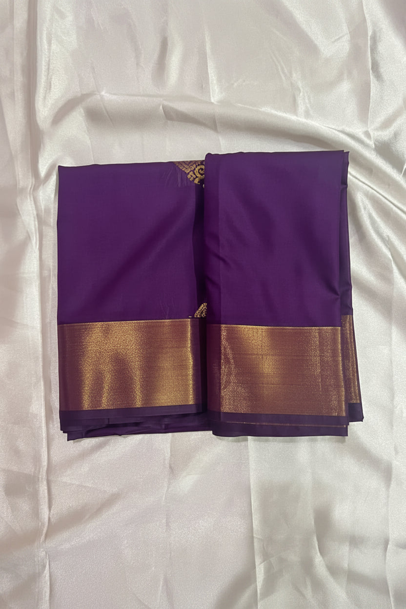 Soft Silk Saree- Purple and Copper Zari