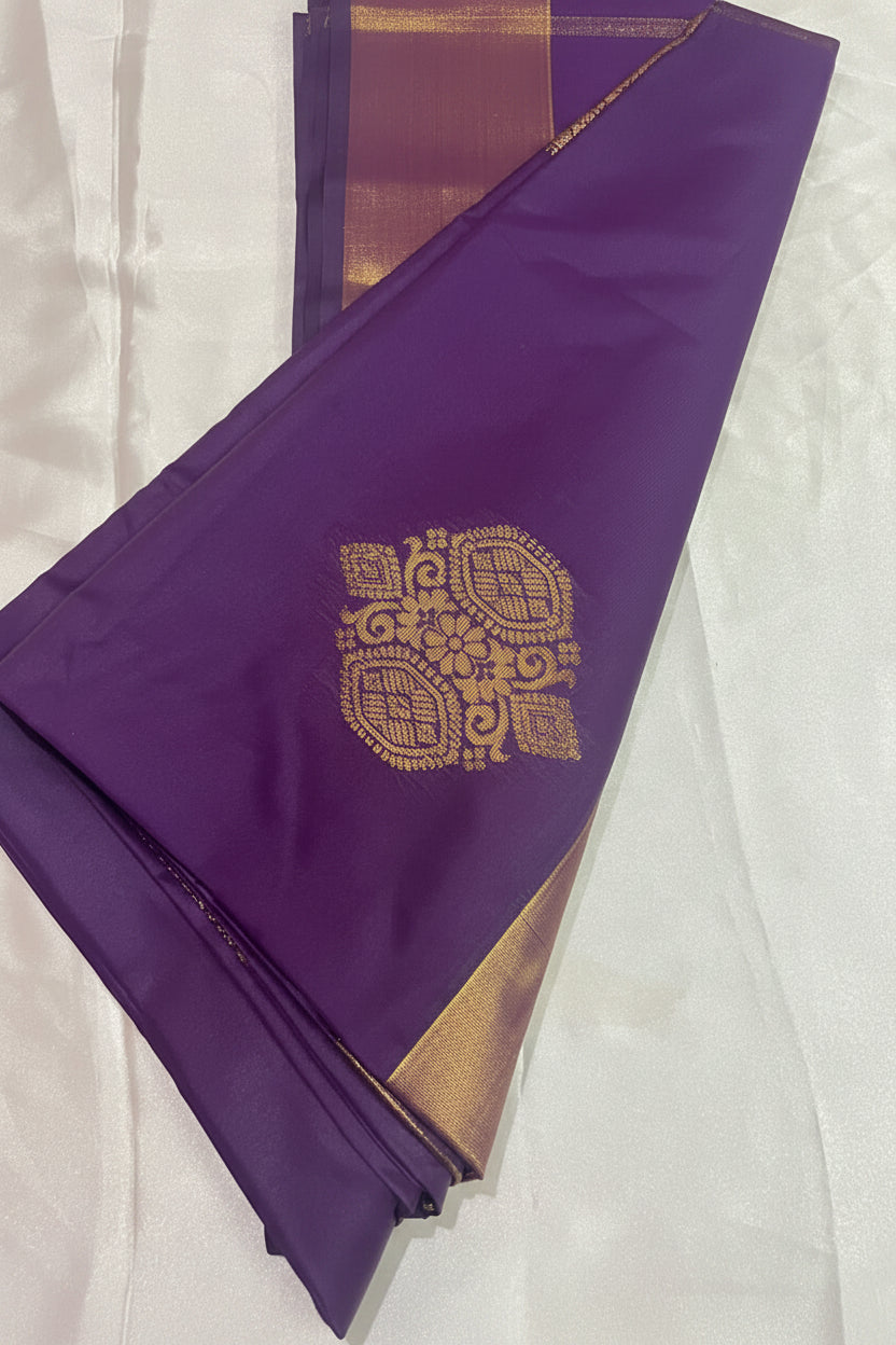 Soft Silk Saree- Purple and Copper Zari