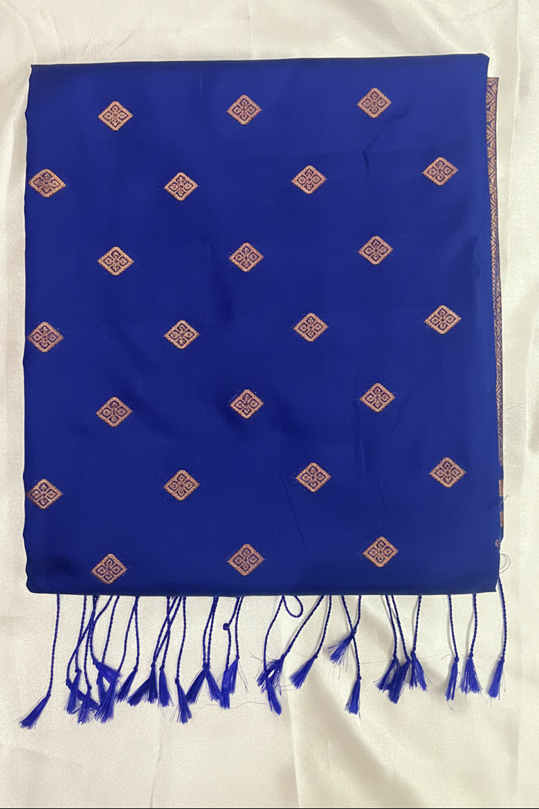 Soft Silk Saree-Nayantara Blue & Copper Zari