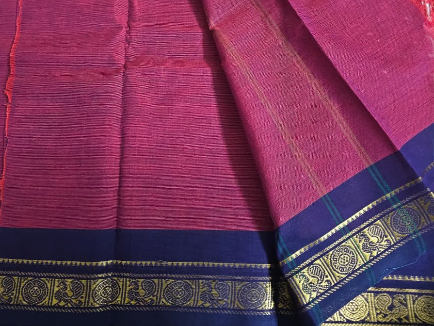 Kanchi Cotton -Majenta and Blue