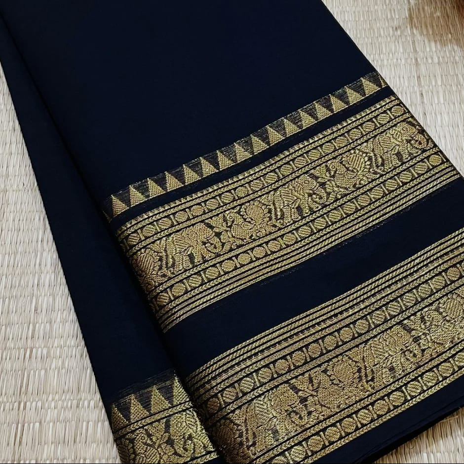 Kanchi Cotton Saree -Black